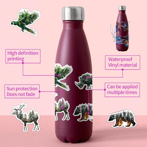 50 Pcs Nature Animal Doodle Stickers Waterproof Vinyl Decals for Water Bottle, Computer, Phone Creative Stationery Stickers Wholesale - color: Nature