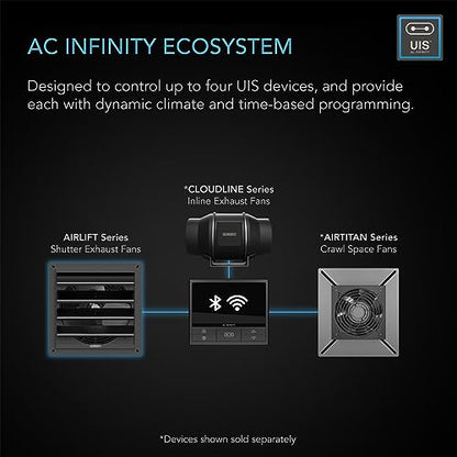 AC Infinity AIRLIFT T10, Shutter Exhaust Fan 10" with WiFi Temperature Humidity Controller, EC-Motor Wall Mount Ventilation and Cooling for Sheds, Attics, Workshops, and Greenhouses - style: 10-Inch, Smart Controller