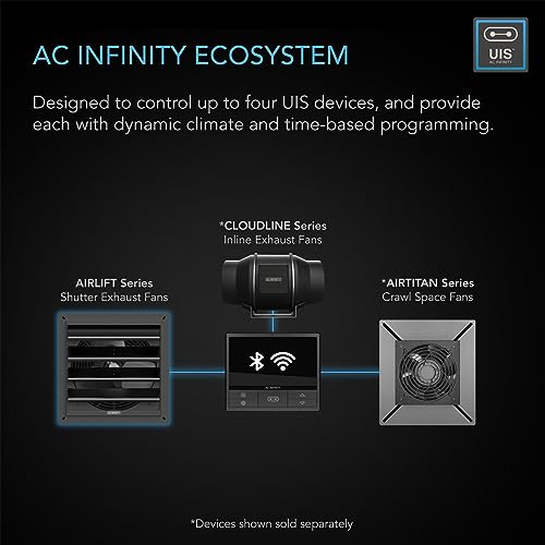 AC Infinity AIRLIFT T16, Shutter Exhaust Fan 16" with WiFi Temperature Humidity Controller, EC-Motor Wall Mount Ventilation and Cooling for Sheds, Attics, Workshops, and Greenhouses