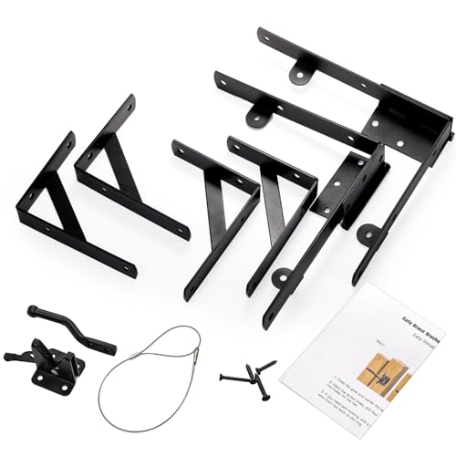 ZENFUN Anti Sag Gate Frame Kit, Gate Corner Bracket, Heavy Duty Brace Gate Hardware with Hinge and Gate, Wooden Fences-No Sag Gate Corner Brace Bracket for Doors, Corral Gates, Wood Windows