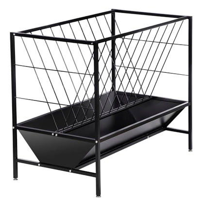 Pasture Hay Feeder 45 Gallon for Farms | Hay Grain Livestock Feeder with 24 Gallon Feed Pan, Livestock Feeding Trough, Feeding Goats, Calves, Cow, Horse