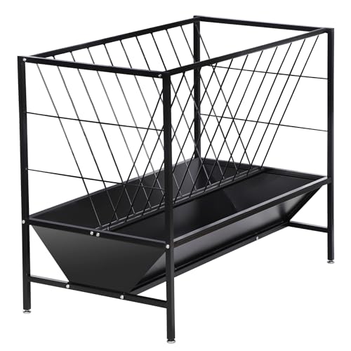 Pasture Hay Feeder 45 Gallon for Farms | Hay Grain Livestock Feeder with 24 Gallon Feed Pan, Livestock Feeding Trough, Feeding Goats, Calves, Cow, Horse
