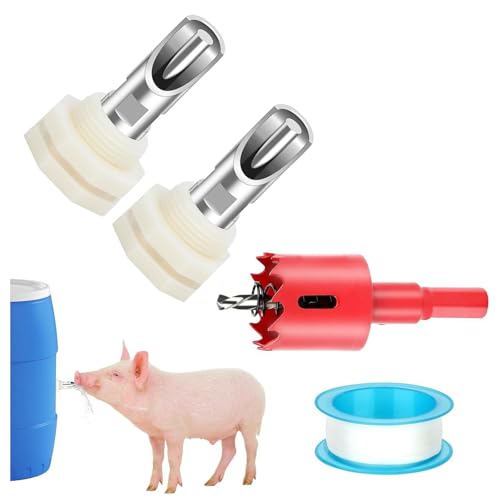 Stainless Steel Automatic Pig Nipple Drinkers for Barrel Kit Water Tank Connector Set for Hogs Goats Swine and Piglets Stainless Steel 2pcs - color: Stainless steel, size: 2pcs