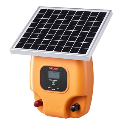 VEVOR Solar Fence Charger, 1J 10 kV Solar Powered Fence Charger, 1.86 Miles Range, Electric Fence Energizer Kit, Keep Out Predators, 3 Days Runtime, for Livestock, Poultry, Garden Protection - style: 1J