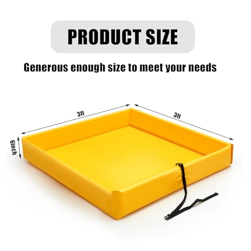 Wettarn Folding Duck Pond 3'x 3' Portable Spill Containment Berm Wall Containment Berm (Yellow) - color: Yellow, size: 3*3ft