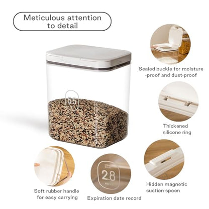 LivLab Mker Dog Food Storage Container 5 lbs Airtight Pet Food Storage Containers with Lids, Cat Food Container, BPA Free, Rice Container, Flour Dispenser(6 lbs), white - color: (D979)-5.5L