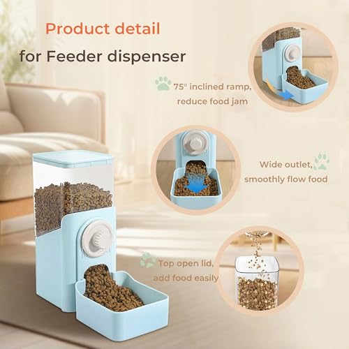 41 oz Hanging Gravity Auto-Refill Small Animal Feeder Light Blue | Space-Saving, Large Capacity, Easy-Refill Bowl for Rabbits, Guinea Pigs, Ferrets, Chinchillas & Small Pets - color: Light Blue