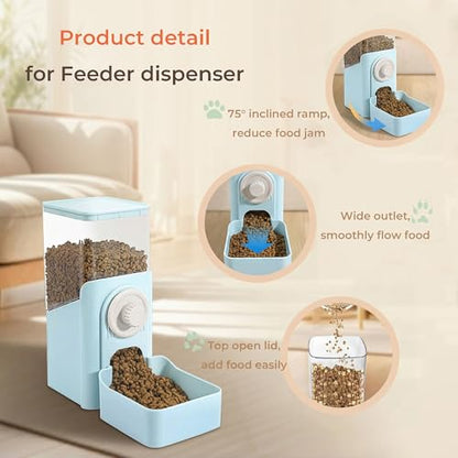 41 oz Hanging Gravity Auto-Refill Small Animal Feeder Light Blue | Space-Saving, Large Capacity, Easy-Refill Bowl for Rabbits, Guinea Pigs, Ferrets, Chinchillas & Small Pets - color: Light Blue