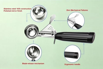 TOPKITCHEN Commercial-Grade Ice Cream Scoop 1 oz, 18/8 Stainless Steel Cookie Scoop with Plastic Handle, Portion Control Disher Scoop for Bakeries,Restaurants & Dessert Shops, #30, Black - size: 1 oz - Black