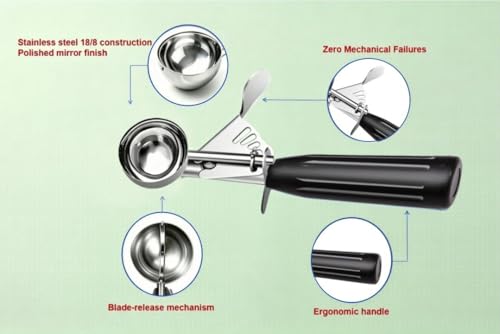 TOPKITCHEN Commercial-Grade Ice Cream Scoop 1 oz, 18/8 Stainless Steel Cookie Scoop with Plastic Handle, Portion Control Disher Scoop for Bakeries,Restaurants & Dessert Shops, #30, Black - size: 1 oz - Black