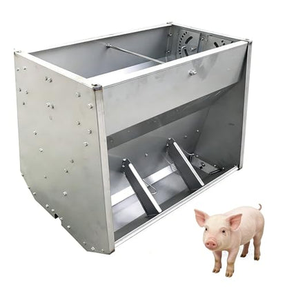 23in 27in 35in 46in Pig Feeder, 6-Door Heavy Duty Stainless Steel Hog Feeder, Outdoor Livestock Feeder Farm Accessory Self Feeder with Visable Feed Design Feeding Up to 20 Hogs,Silver,60cm - size: 60cm