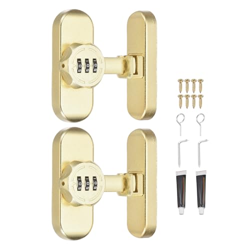 PATIKIL 2Pcs 90/180 Degree Barn Door Combination Lock with Password, 3 Digit Mechanical Password Lock for Sliding Door Gate Cabinets Closet, Gold - color: Gold