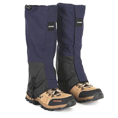 Winter Snow Gaiters for Hiking - Waterproof Ankle Covers for Snow Trekking, Skiing - Universal Fit Men Women - color: Navy Blue