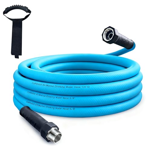 Cupohus RV Water Hose 25FT with Strain Relief Ends, Kink-Resistant Drinking Water Hose, 5/8''ID Potable Food Grade Hose with Storage Strap for RV, Marine, Camper, Truck, Car, Garden - color: Blue, size: 25FT