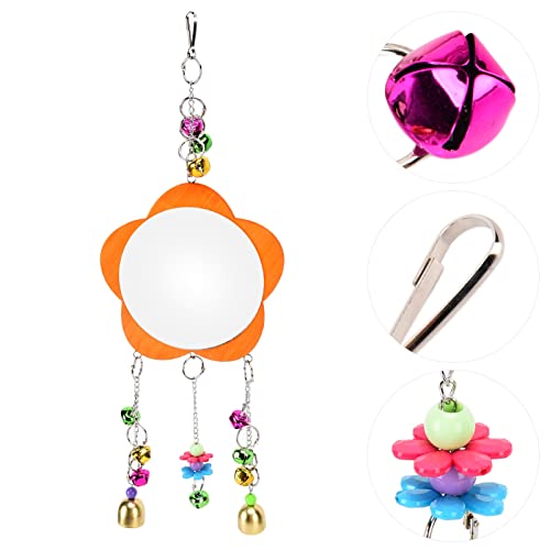 GLOGLOW Nan Chicken Mirror Toys, Wooden Hanging Swing Mirror for Chickens and Parrots Poultry and Livestock Supplies