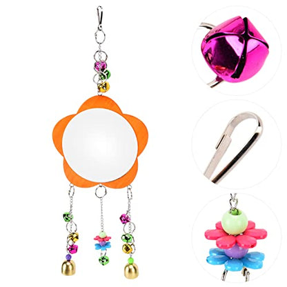 GLOGLOW Nan Chicken Mirror Toys, Wooden Hanging Swing Mirror for Chickens and Parrots Poultry and Livestock Supplies