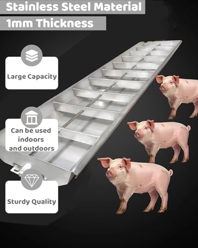 8 12 Holes Hog Feeder for Outside Heavy Duty, Livestock Guardian Dog Feeder Universal Bowl, Farm Goats Sheep Horses Alpacas Pig Trough Pan(8 Holes) - size: 8 holes
