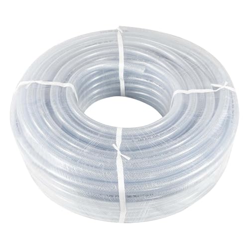 Gloxco Clear Braided PVC Tubing, Food Grade, Heavy Duty Reinforced Hose, 1" ID, 300 Ft Length - size: 1" x 300 Ft
