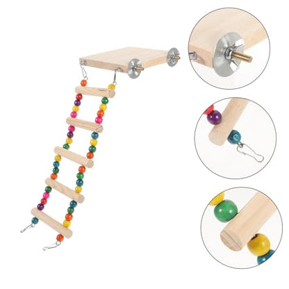 Happyyami Bird Ladder Toy for Birds Parrot Perch Platform and Step Ladder for Parakeets Cockatiels Lovebirds Promotes Exercise and Beak Health Easy to Install - size: 30x10cm