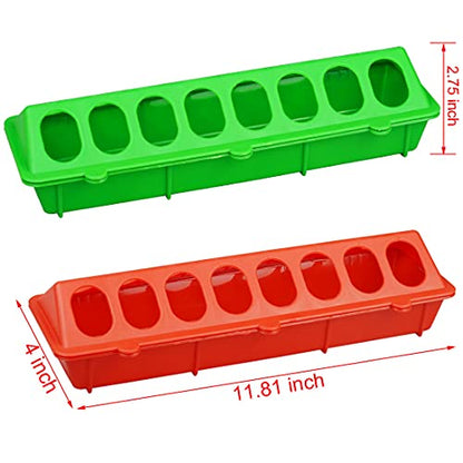 2Pcs Plastic Flip Top Chicken Feeders Plastic Small Poultry Feeder Drinker, Poultry Feeding Tray with Holes Poultry Trough Tool for Farm Chick Feeder