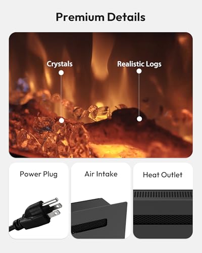 EUHOMY 50 Inch Electric Fireplace Recessed Wall Mounted with Remote Control, Fireplace Heater with Adjustable Flame Color, Linear Fireplace with Timer, Log & Crystal, 750/1500W (2026 Upgrade) - size: Upgrade 50Inch