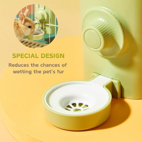 Rabbit Water Bottle, 600ml/21oz Hanging Water Dispenser Feeder Cage Crate Hutch Bunny Puppy Cat Chinchilla Ferret Guinea Pigs Squirrel Hedgehog (Green)