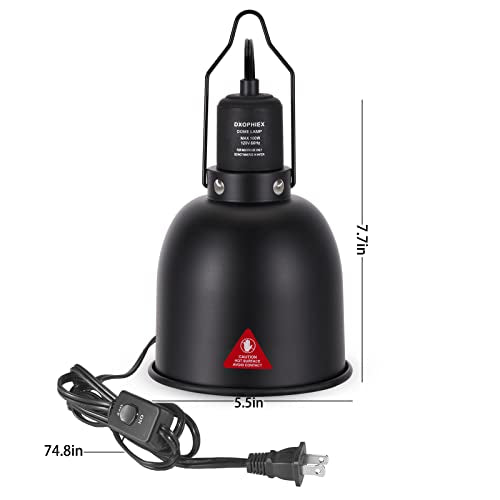 DXOPHIEX 5.5inch Deep Dome Reptile Heat Lamp Reptile Light Fixture UVB Light Fixture Max 100W for Bearded Dragon, Turtles, Snake and Lizard Terrarium - size: 5.5inch deep dome