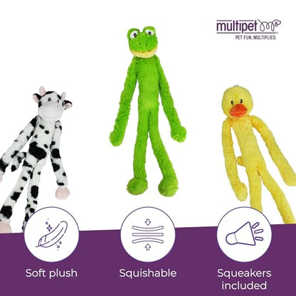 Multipet Swingin' Slevin Frog Dog Plush Toy - Squeaky Toys for All Dogs - Extra Soft Plush - Stuffed Animal for Cuddling & Playing - Cute Dog Pet Toy (27”, Green, 5 Squeakers) - size: 27", style: Frog