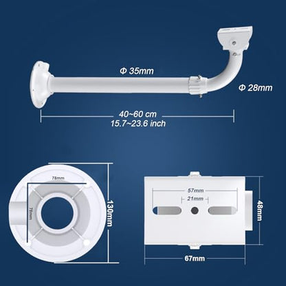 WiTi CCTV Security Camera Mount Bracket, 40CM-60CM Adjustable Wall and Ceiling Mount Bracket for CCTV IP Camera,Metal Pole Mount