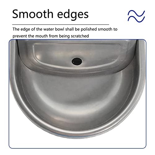 Stainless Steel Water Trough, Automatic Waterer Cattle Water Bowls, Float Ball Valve Water Trough, for Horse Dog Cattle Goat Sheep Pig