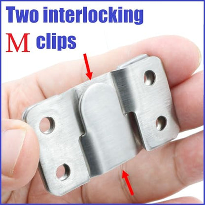 French Cleat Hanger Kit- 6 Sets Picture Hanging Jig with Screws,Bird House Bird Feeder Hanger For Outside,Art Gallery Wall Flush Mount Heavy Duty Picture Hanging Hanger ,Stainless Steel Shelf Brackets - color: Silver