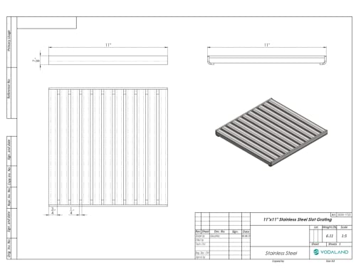 Vodaland - 12x12 Catch Basin Stainless Steel ADA/Heel Proof Grating Package with Debris Basket Included!