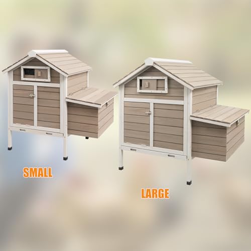 Gowoodhut Chicken Coop Rabbit Hutch with Removable Trays,Raised Floor Hen House with Nesting Box,Wooden Outdoor Poultry Cage Pet House with Ramp Run Hen Cage for Garden Backyard,Grey - size: Chicken-25