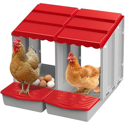 Chicken Nesting Boxes,2 Hole Nesting Box for Chicken Coop, Rolling Egg Collection and Protection Nesting Boxes - size: 2 Compartment