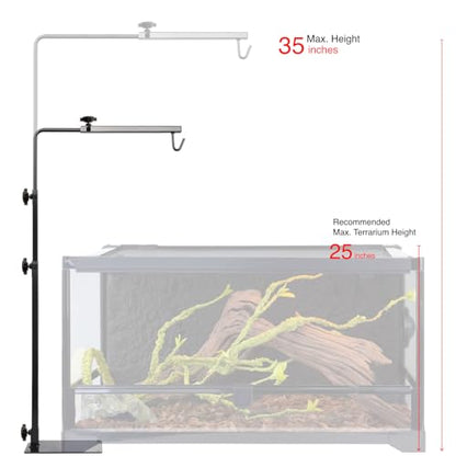 Reptile Lamp Stand, 35 Inches Adjustable Heat Lamp Fixture Stand, Terrarium Stand for Holding Reptile Light Fixture and Heating Bulbs