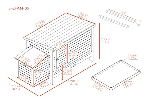 New Age Pet ECOFLEX Fontana Premier Chicken Barn, Weather Resistant Gray Coop with Easy Clean Pull Out Tray, Nesting Box, Hinged Roof, Easy No Tool Assembly for 2 to 4 Chickens