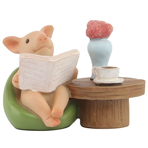 Mini Pig Figurine, Resin Home Decor, Lucky Animal Garden Statue for Micro Landscape - color: Leisurely Pig