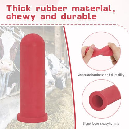 6PCS Calf Feeder Pacifier Teats Soft Rubber Feeding Teats for Cattle Horse Donkey Nursing Bottle Nipples Farm Animal Feeding Supplies (RED) - color: RED