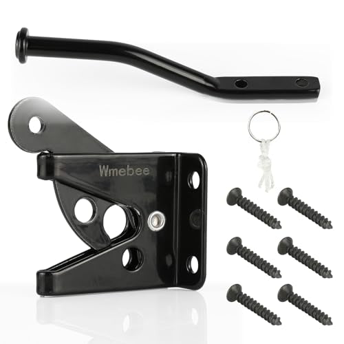 Upgrade Self-Locking Gate Latch for Wooden Fence Heavy Duty, Automatic Gravity Lever Gate Latches with Longer Fasteners & Pull String for Garden,