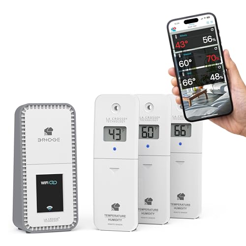 Temp Tracker Wi-Fi Alert System 3 Pack with The Bridge Gateway and 3 Indoor Outdoor Temperature and Humidity Sensors - size: Large