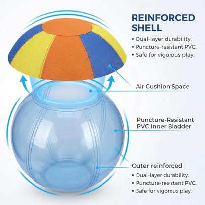 10/18/22" Herding Ball for Dogs & Horses,Tear-Resistant Inflatable Toy with Heavy-Duty Handle Cover & Pump,Durable Exercise Ball for Large Pets,Interactive Dog Toy with Handles for Breeds (A, 10 Inch) - size: 10 Inch