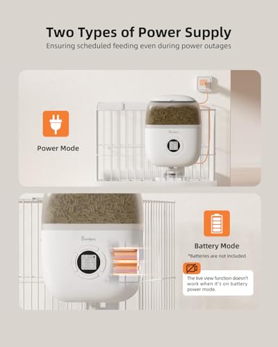 Sandpoy Hanging Rabbit Feeder, Programmable Automatic Pet Feeder with Dry Food Dispenser, Desiccant Bag and Portion Control for Rabbits Cats and Small Animals