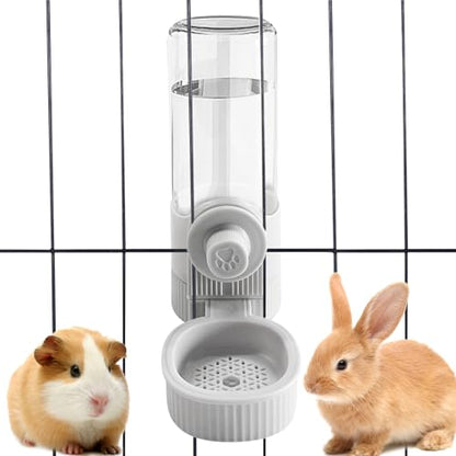 18OZ Rabbit Water Bottle, Pet Water Bottle for Cage Crate,Hanging Automatic Water Dispenser for Cage,Ferret Bunny Guinea Pig Water Bowl,Suitable for Small Animal (Grey, 18OZ) - color: Grey