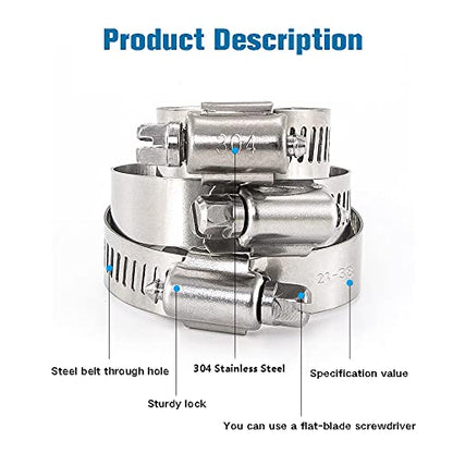ZIPCCI Hose Clamp, 25 Pack Stainless Steel Worm Gear fuel line hose clamps, 10-16mm (3/8-5/8 inch) - size: 10-16mm