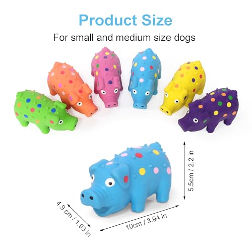 6 Pack Squeaky Pig Dog Toys, Rubber Pig Dog Toys for Puppy, Small, Medium Dogs, 4 Inch Durable Interactive Latex Squeaky Chew Toys