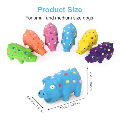 6 Pack Squeaky Pig Dog Toys, Rubber Pig Dog Toys for Puppy, Small, Medium Dogs, 4 Inch Durable Interactive Latex Squeaky Chew Toys