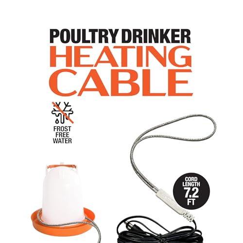 Hatching Time DHC-12W 16" Drinker Heater Cable – 12W Low-Voltage 12V Poultry Water Heater Cable, Stainless Steel Coated, Freeze-Proof for Chicken, Quail & Pigeon Drinkers
