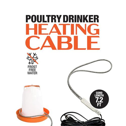 Hatching Time DHC-12W 16" Drinker Heater Cable – 12W Low-Voltage 12V Poultry Water Heater Cable, Stainless Steel Coated, Freeze-Proof for Chicken, Quail & Pigeon Drinkers