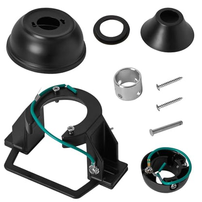 5-Piece Sloped Ceiling Fan Mount Bracket Kit – Universal Black Ceiling Fan Adapter for Most Fans, Includes Mounting Bracket, Hanger Ball, Canopy, Screw Cover & Hardware