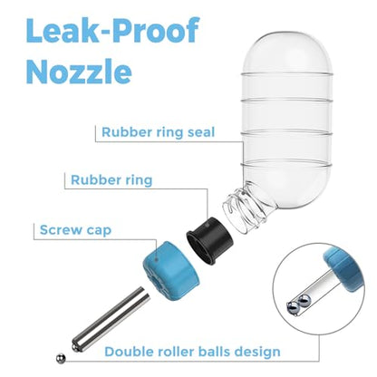 VANNON 3 in 1 Hamster Water Bottle No Drip Small Animal Water Bottle Automatic Bottle Dispenser with Food Container Base Hut and Hideout Base 4oz/120ml,Leekproof, BPA Free - color: Blue